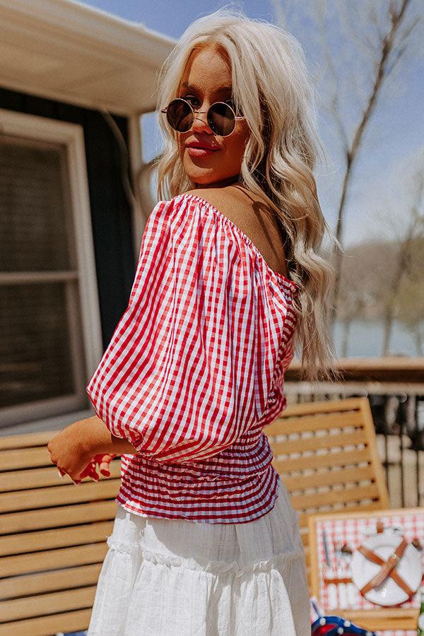 Summer Rhythm Gingham Top In Red Product Image