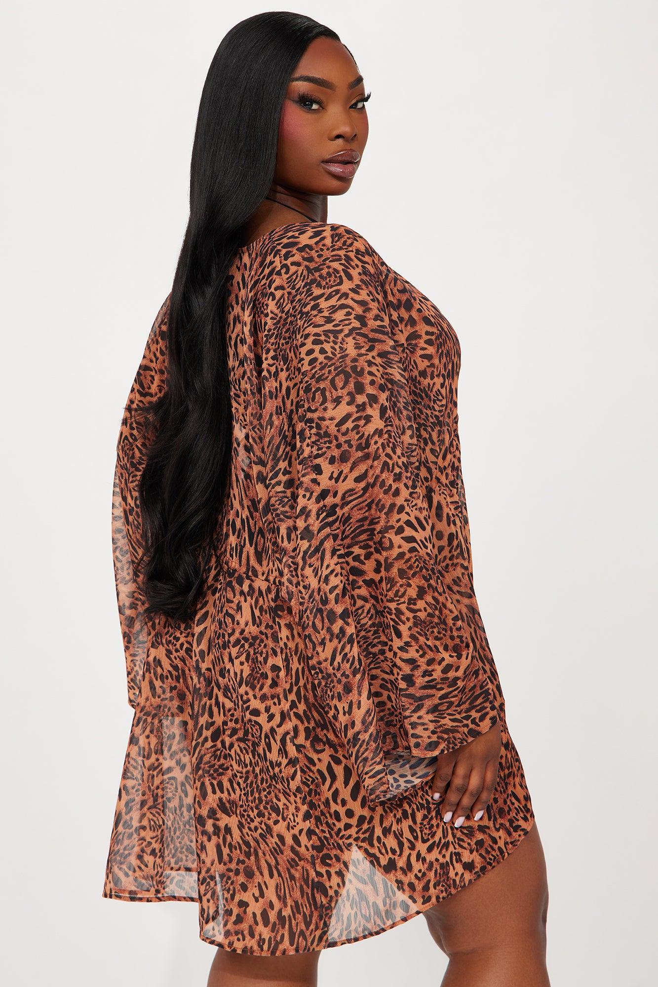 Wanderlust Calling Sheer Swim Cover Up Dress - Brown/combo Product Image