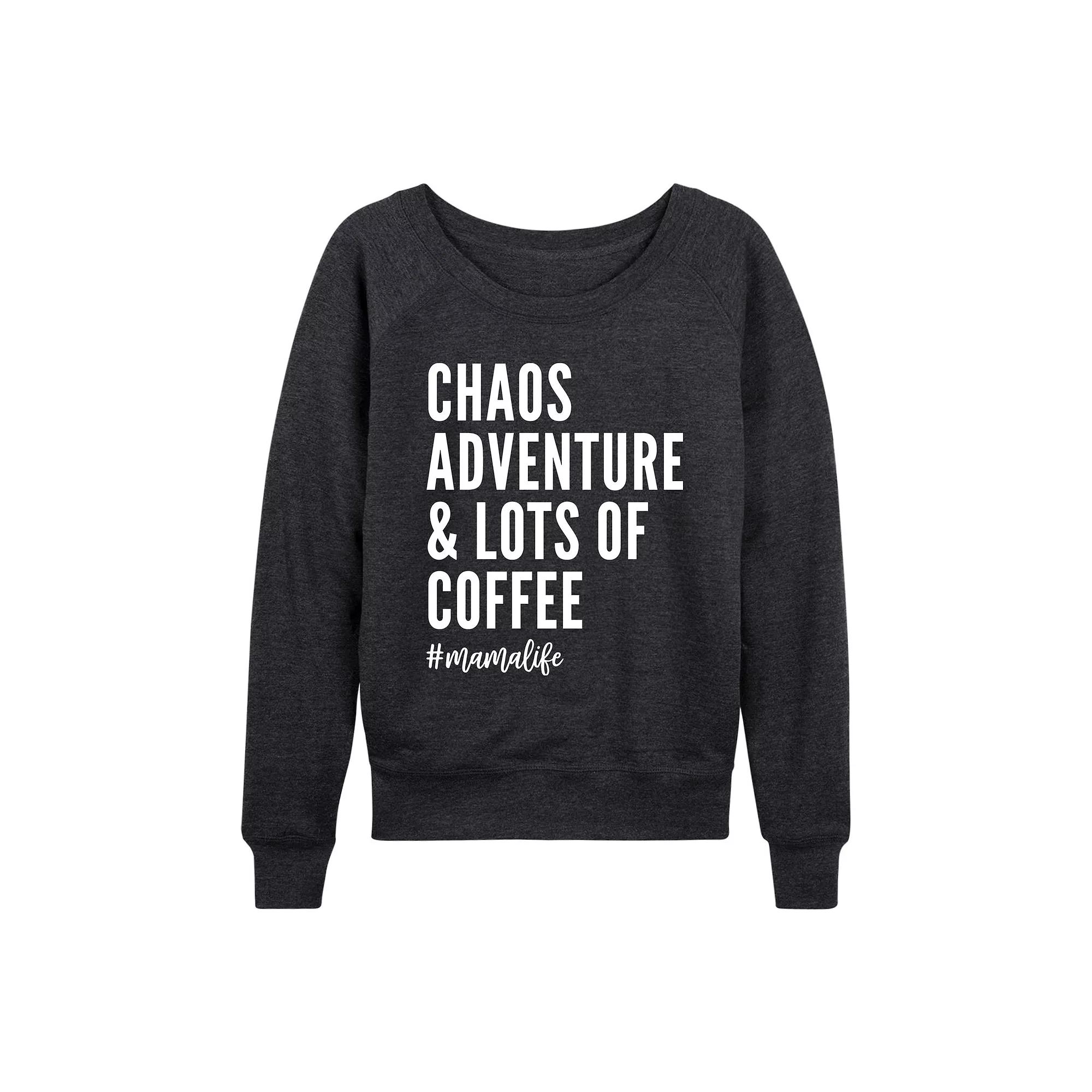 Women's Chaos Adventure And Coffee Mama Life French Terry Long Sleeve Tee, Girl's,  Product Image