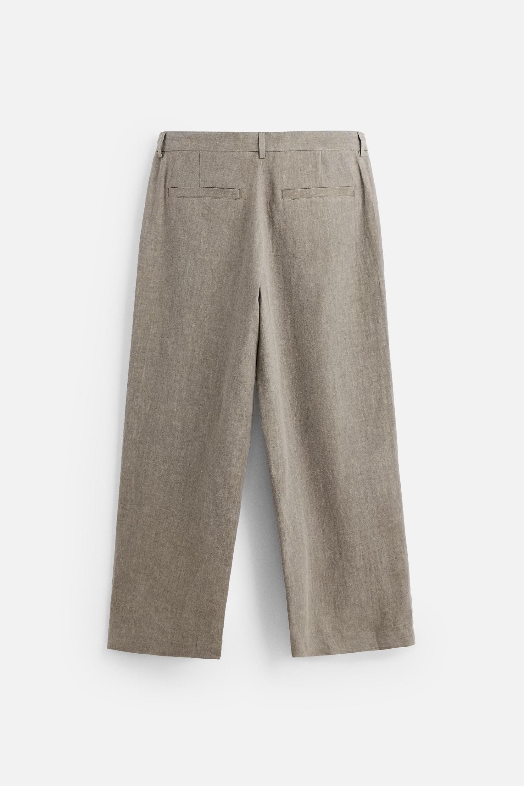 100% WASHED LINEN SUIT PANTS Product Image