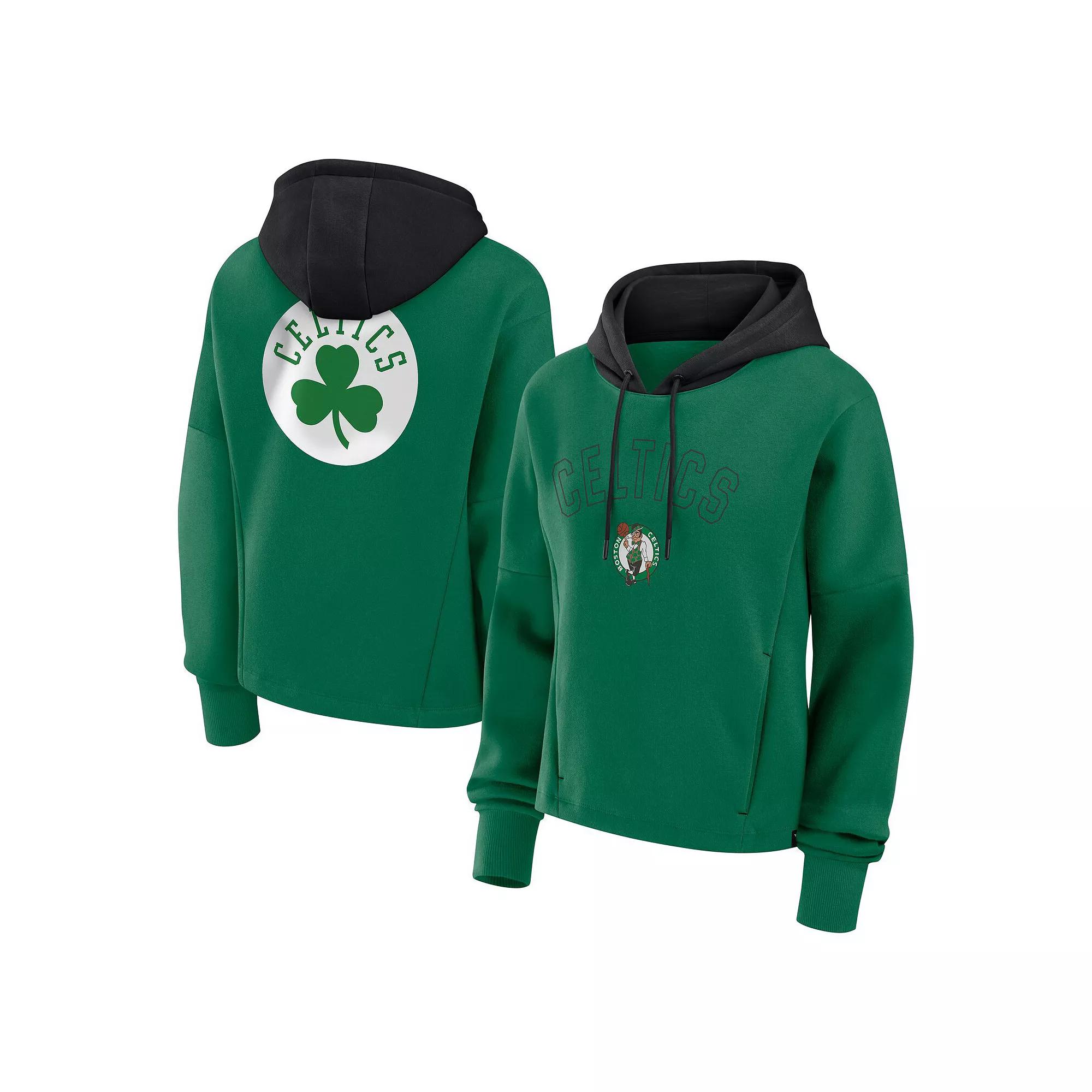 Women's Fanatics  Kelly Green Boston Celtics Post Up Boxy Pullover Hoodie, Size: Large Product Image