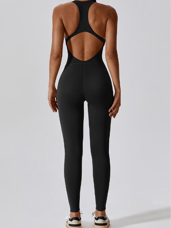 Solid U Neck Cutout Jumpsuit Product Image