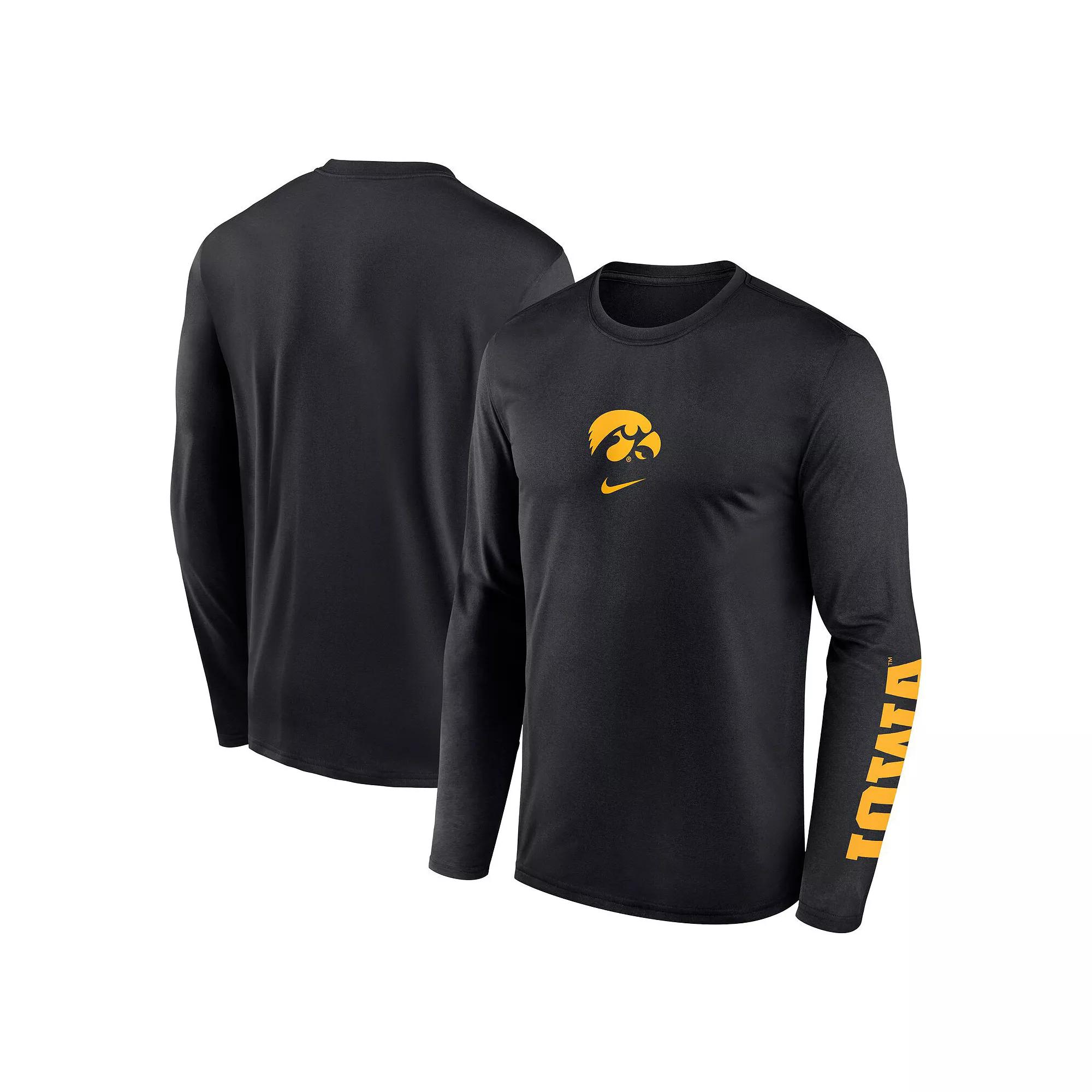 Men's Nike  Black Iowa Hawkeyes Primetime Center Lockup Two-Hit Legend Long Sleeve T-Shirt, Size: Medium Product Image