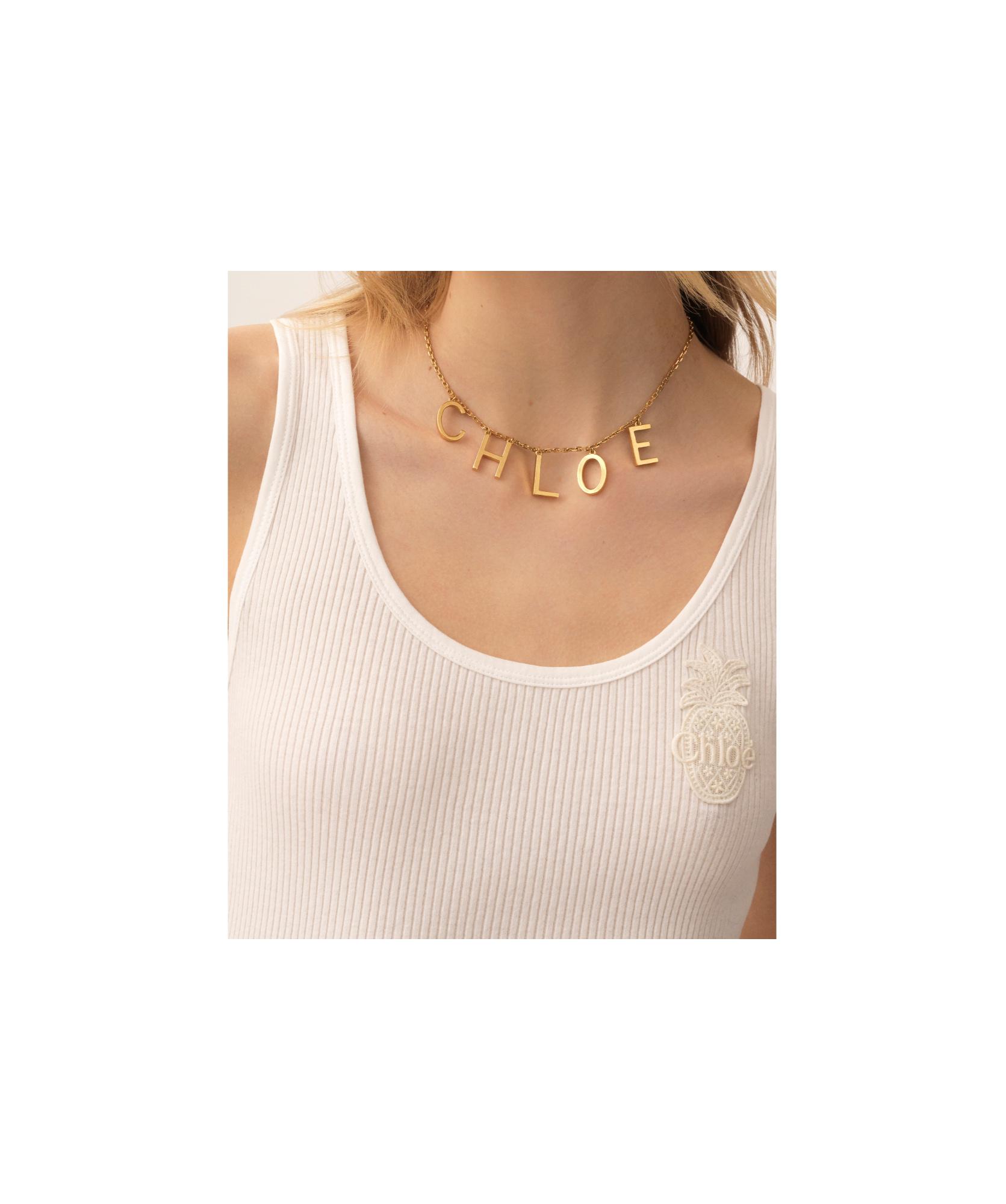 CHLOÉ Metallic Belt With Adjustable Hook Closure And Logo Lettering Charm In Brass Woman In Gold Product Image