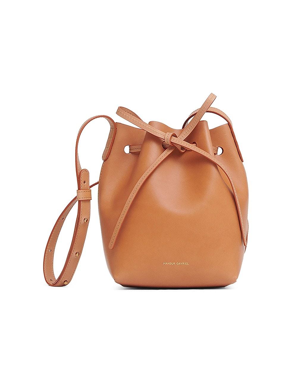 Womens Mini Leather Bucket Bag Product Image
