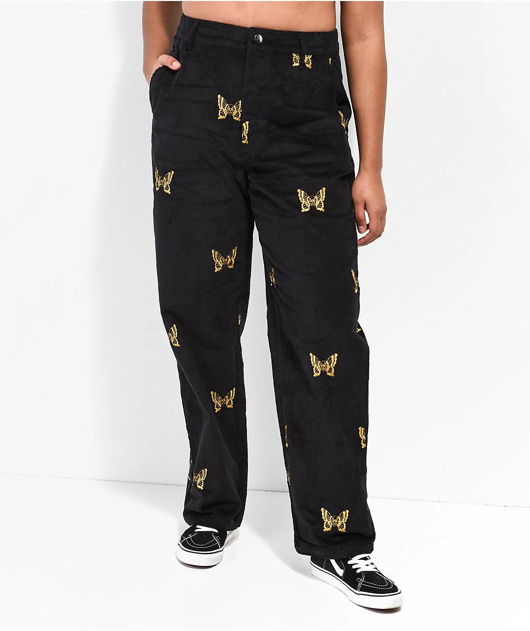 Lurking Class by Sketchy Tank Mariposa Black & Yellow Corduroy Pants Product Image