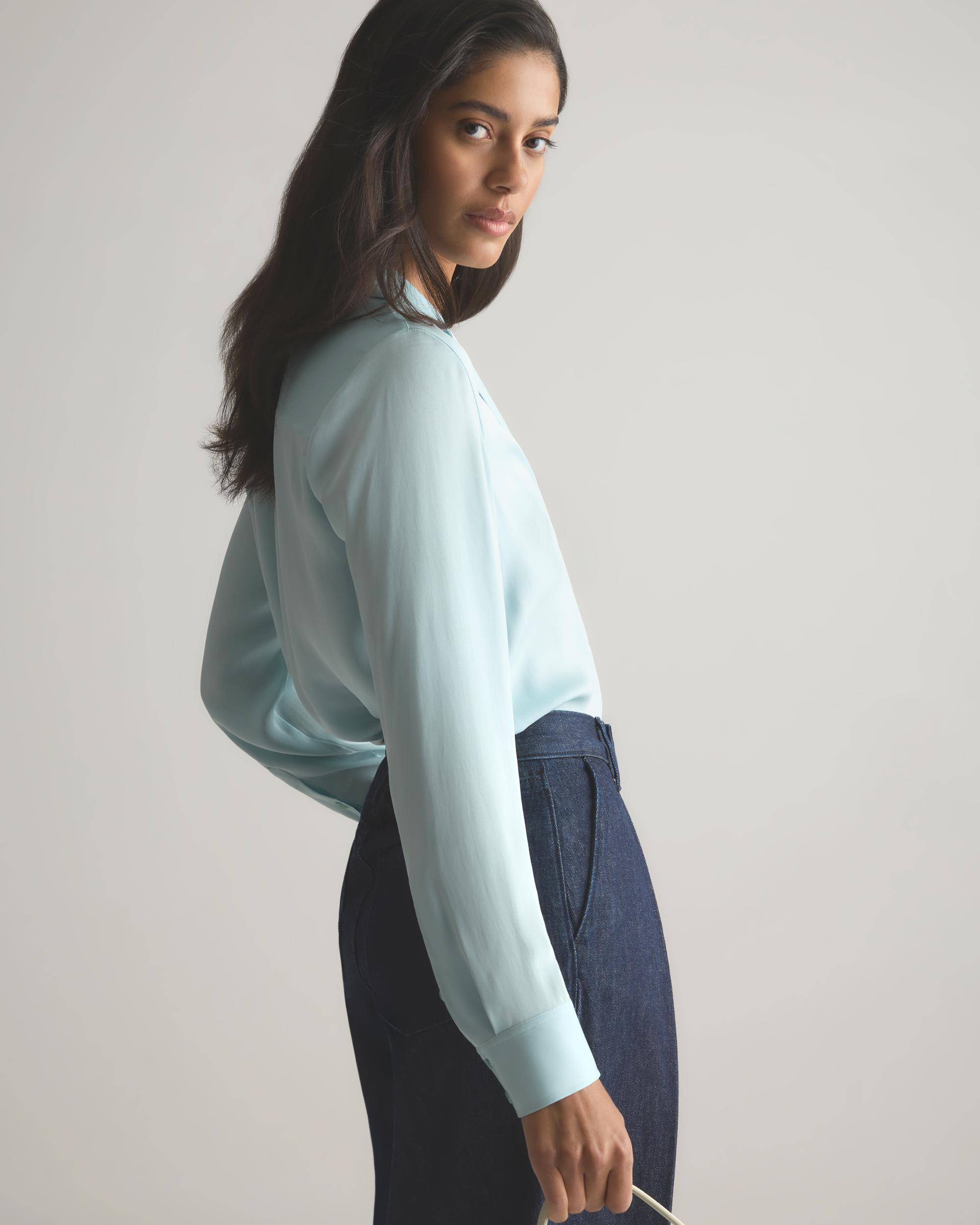 Quince | Women's Washable Stretch Silk Notch Collar Blouse Product Image