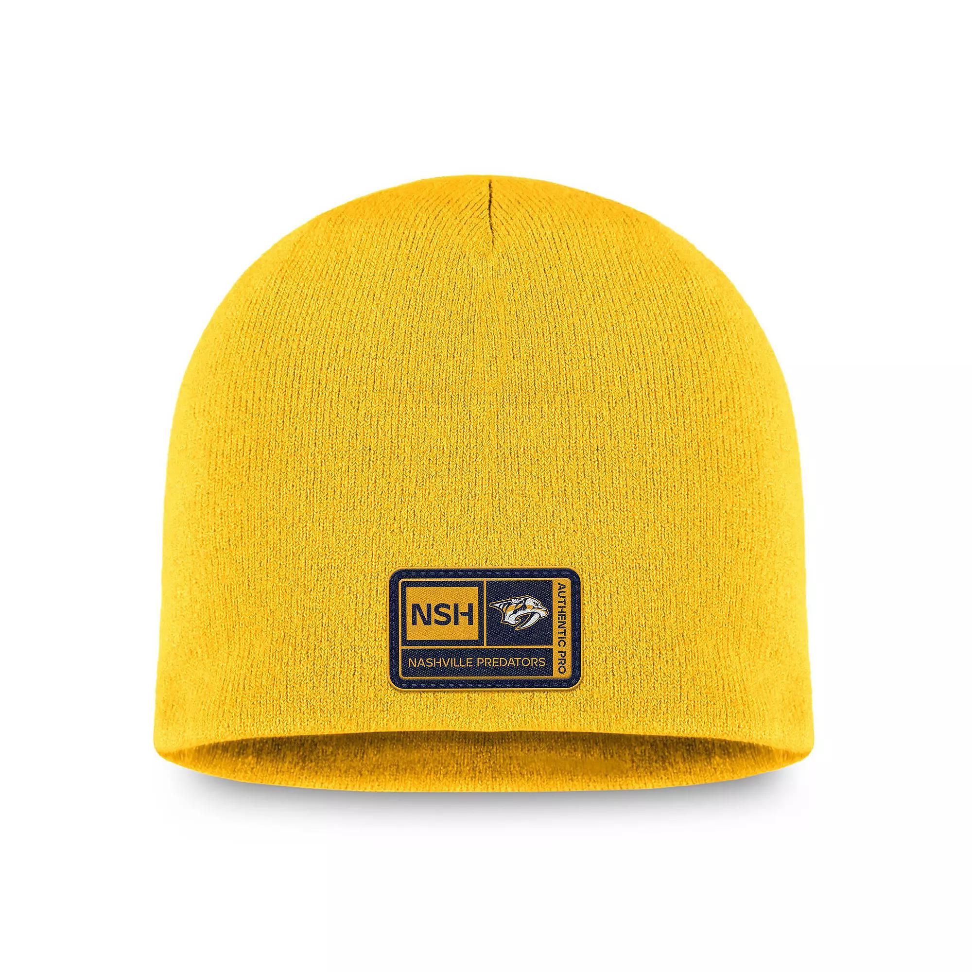 Men's Fanatics Branded Gold Nashville Predators Authentic Pro Training Camp Knit Hat, Pdt Gold Product Image