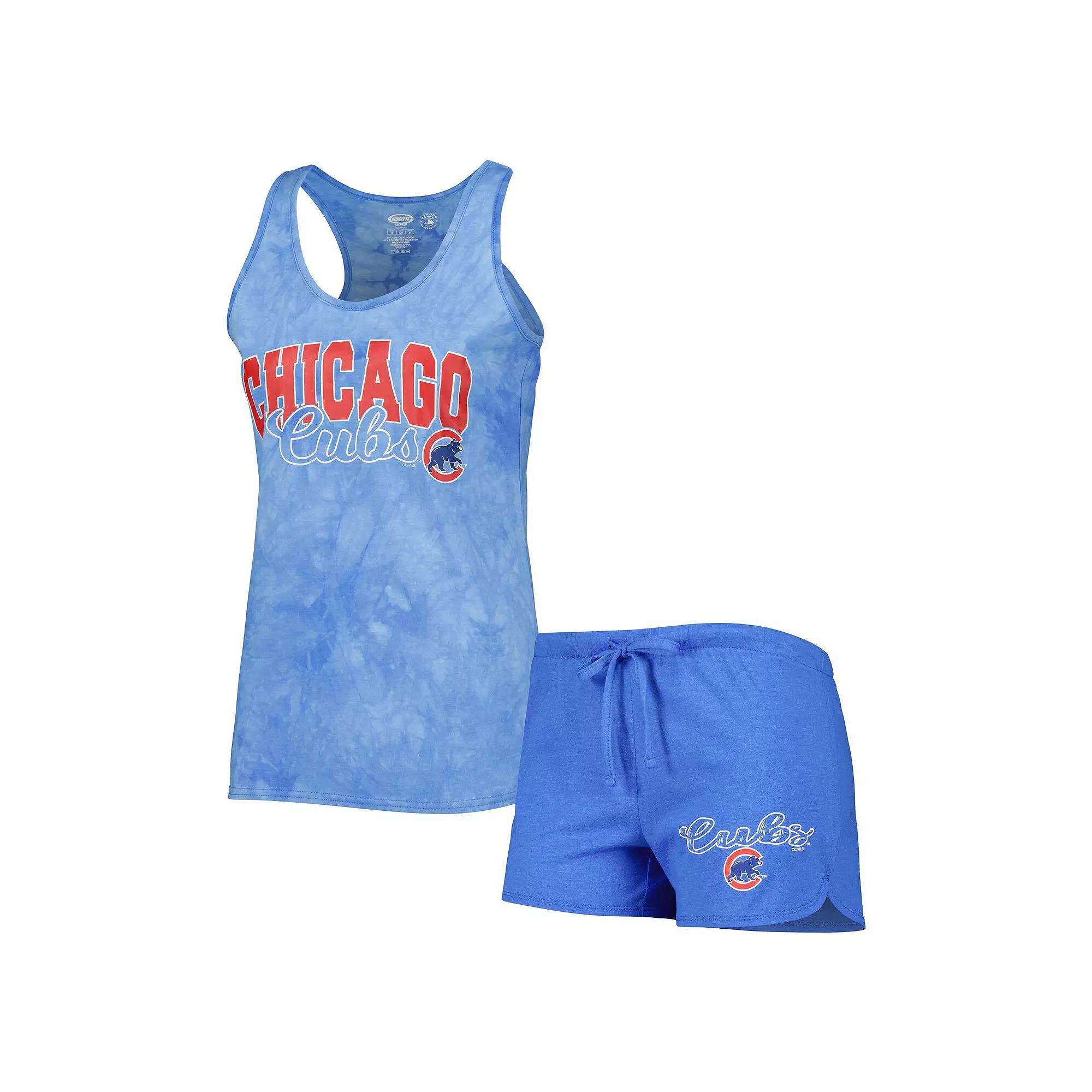 Women's Concepts Sport Royal Chicago Cubs Billboard Racerback Tank Top & Shorts Sleep Set, Size: Small, Blue Product Image