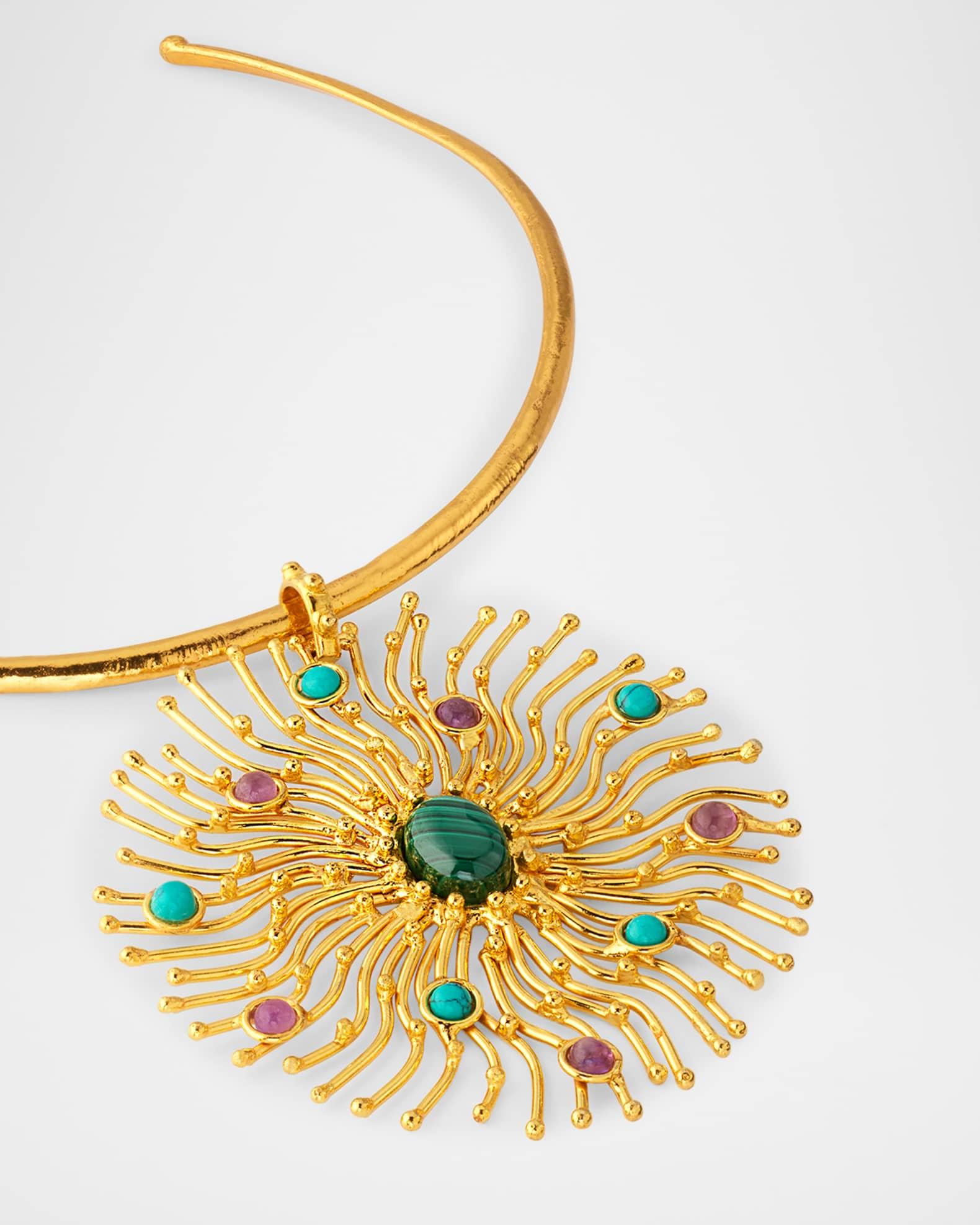 Gemstone Pendant Choker Necklace Product Image