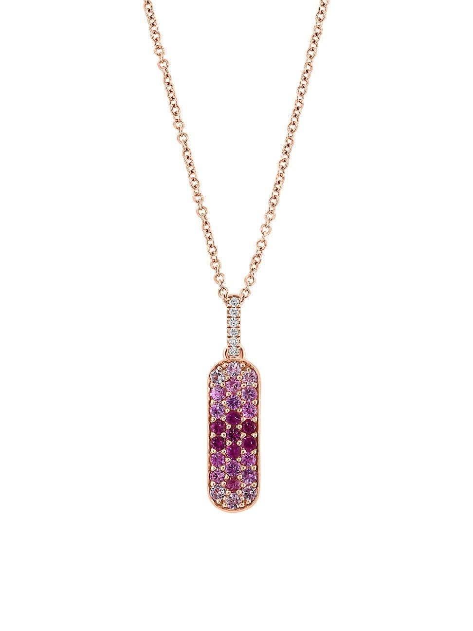 Womens 14K Rose Gold & Multi-Gemstone Pendant Necklace Product Image