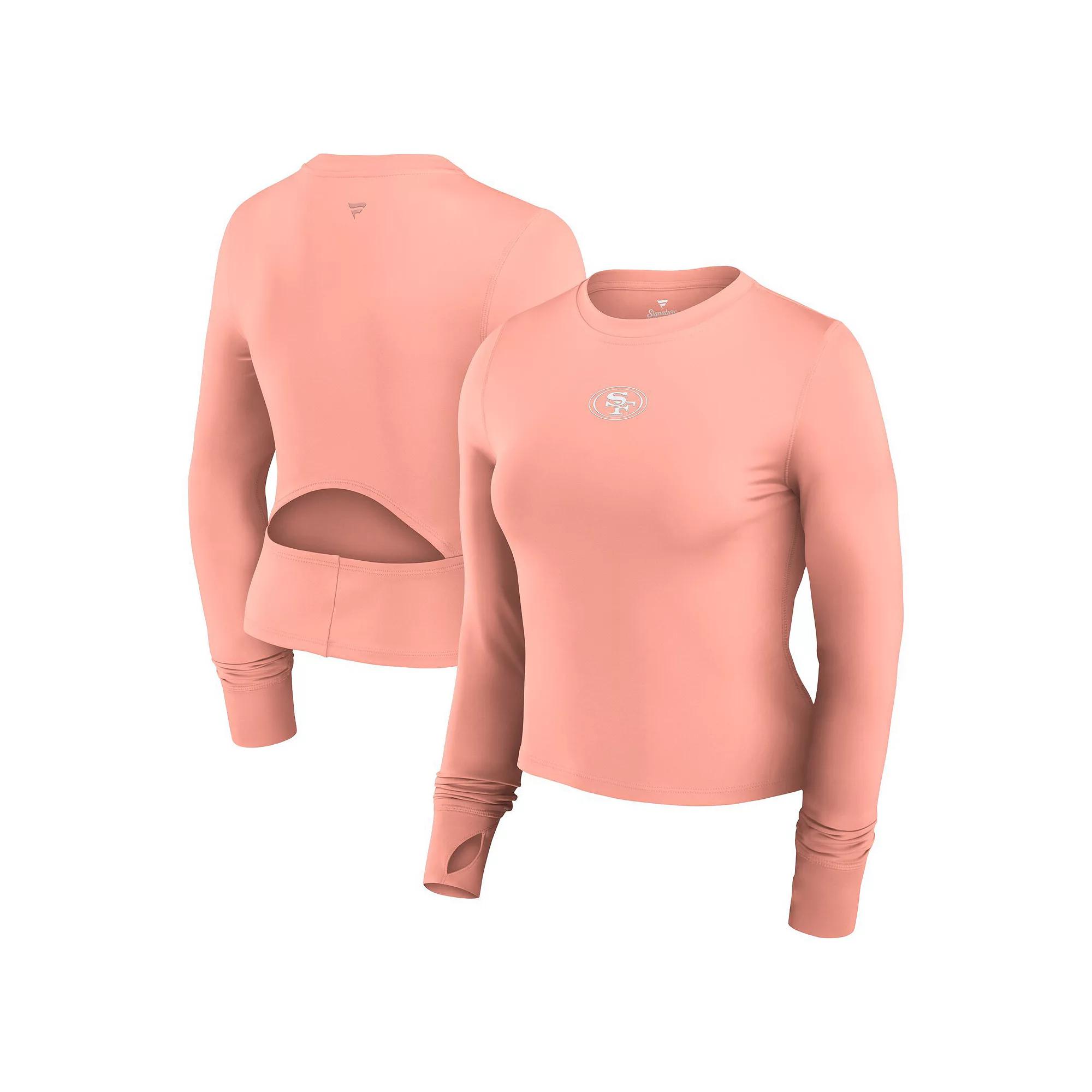 Women's Fanatics Coral Kansas City Chiefs Studio Fitted Long Sleeve Gym Top,  Product Image