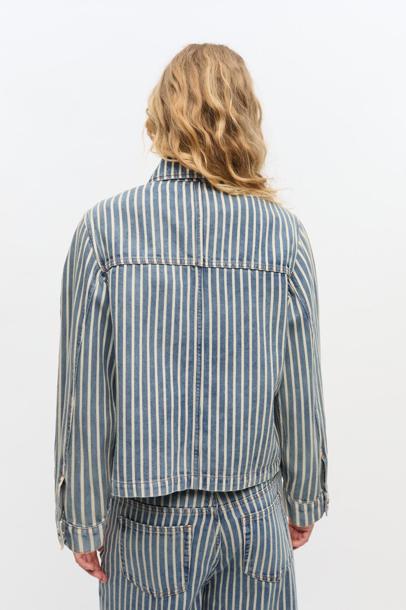 Striped Denim Jacket Product Image