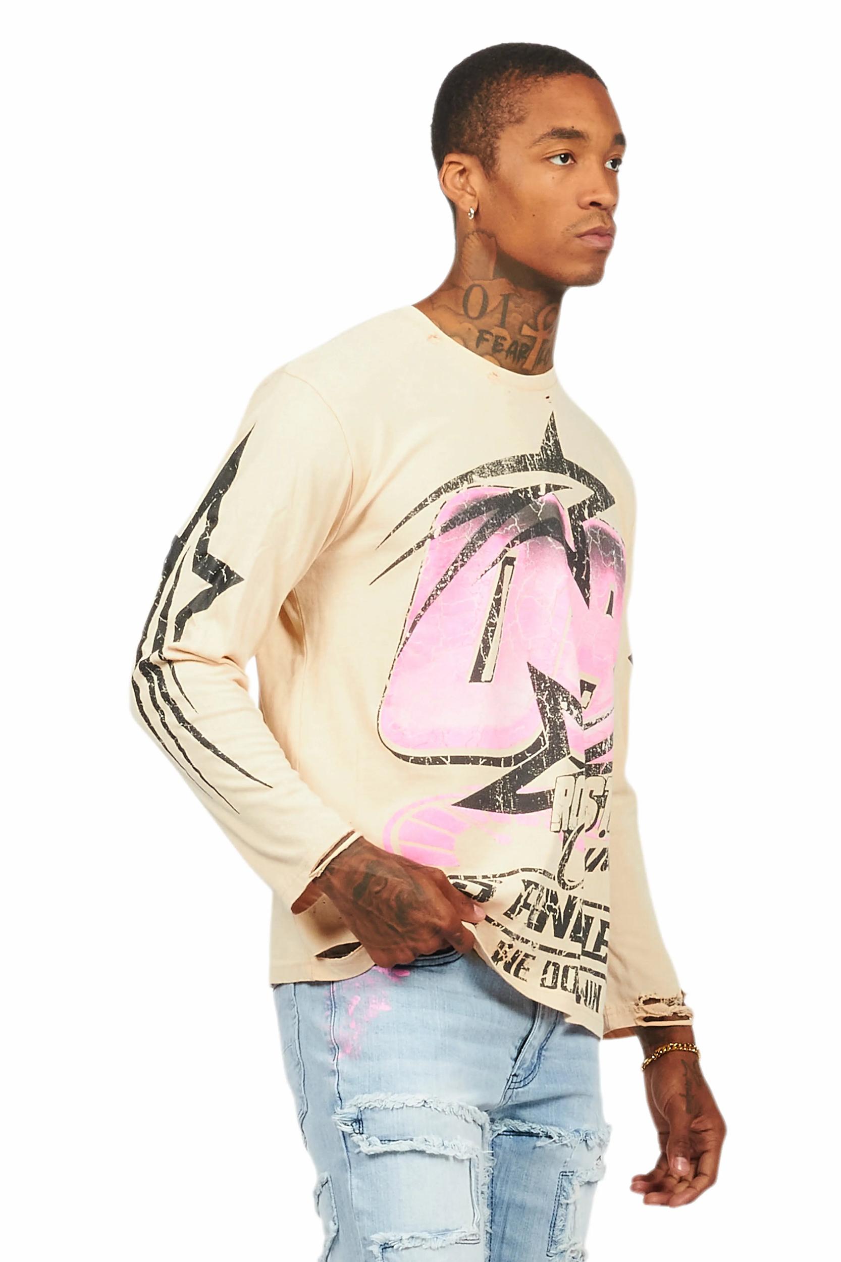 Kastell Vintage Sand Long Sleeve Graphic T-Shirt Male Product Image