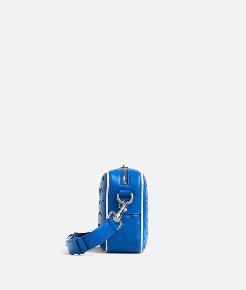 Men's Small Intrecciato Camera Bag in Cobalt/white Product Image