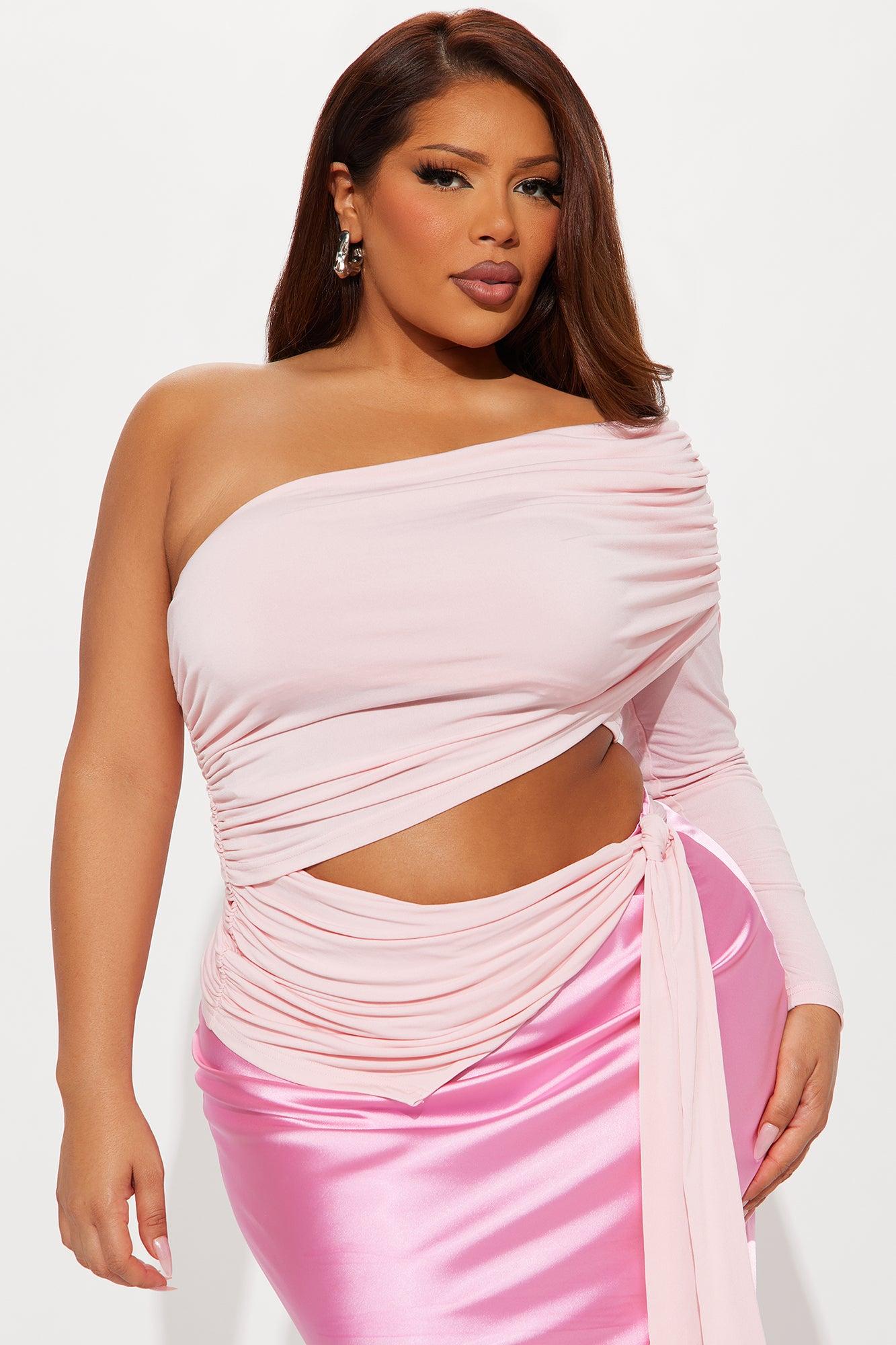Striking One Shoulder Cut Out Top - Pink Female Product Image