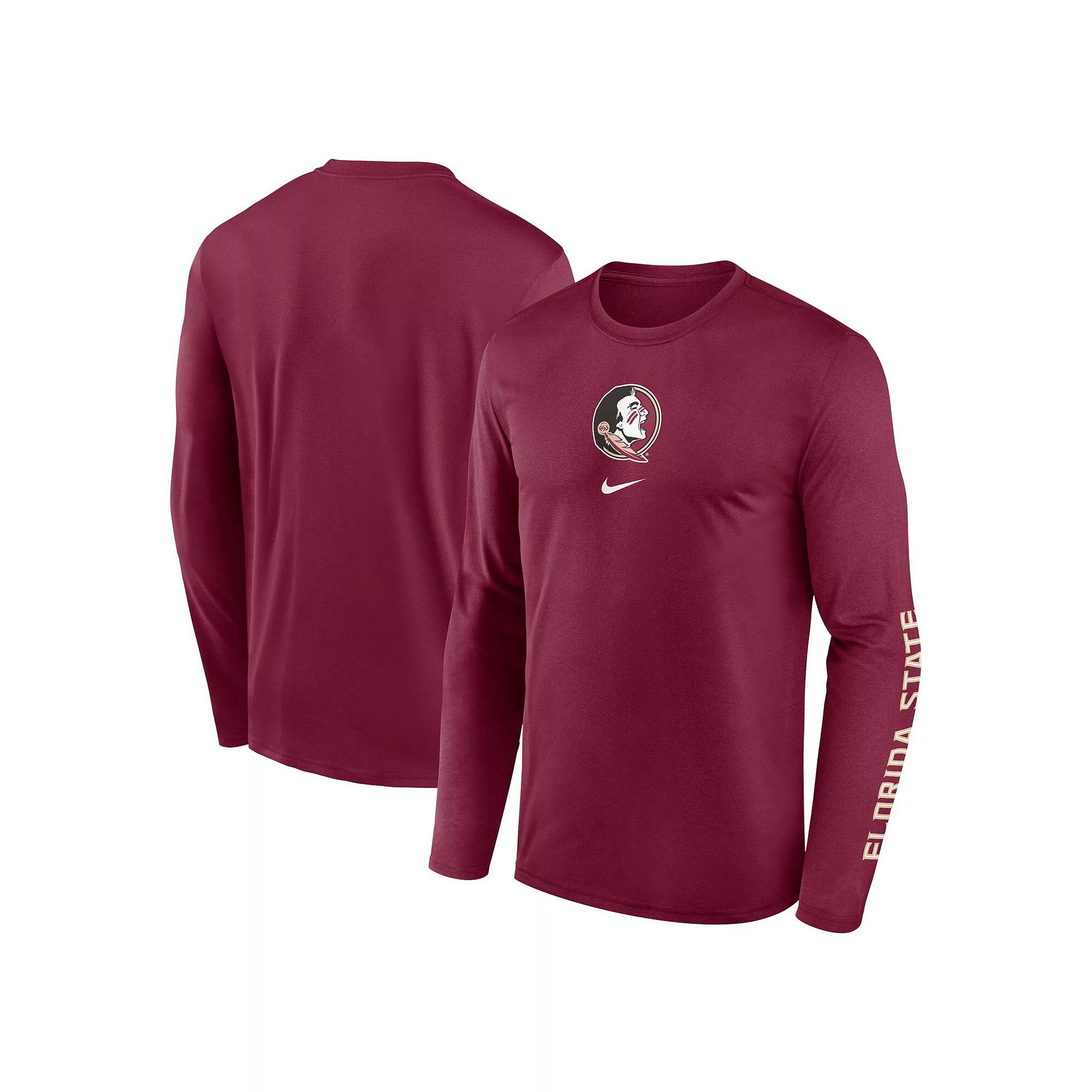 Men's Nike  Garnet Florida State Seminoles Primetime Center Lockup Two-Hit Legend Long Sleeve T-Shirt, Size: 2XL, Red Product Image