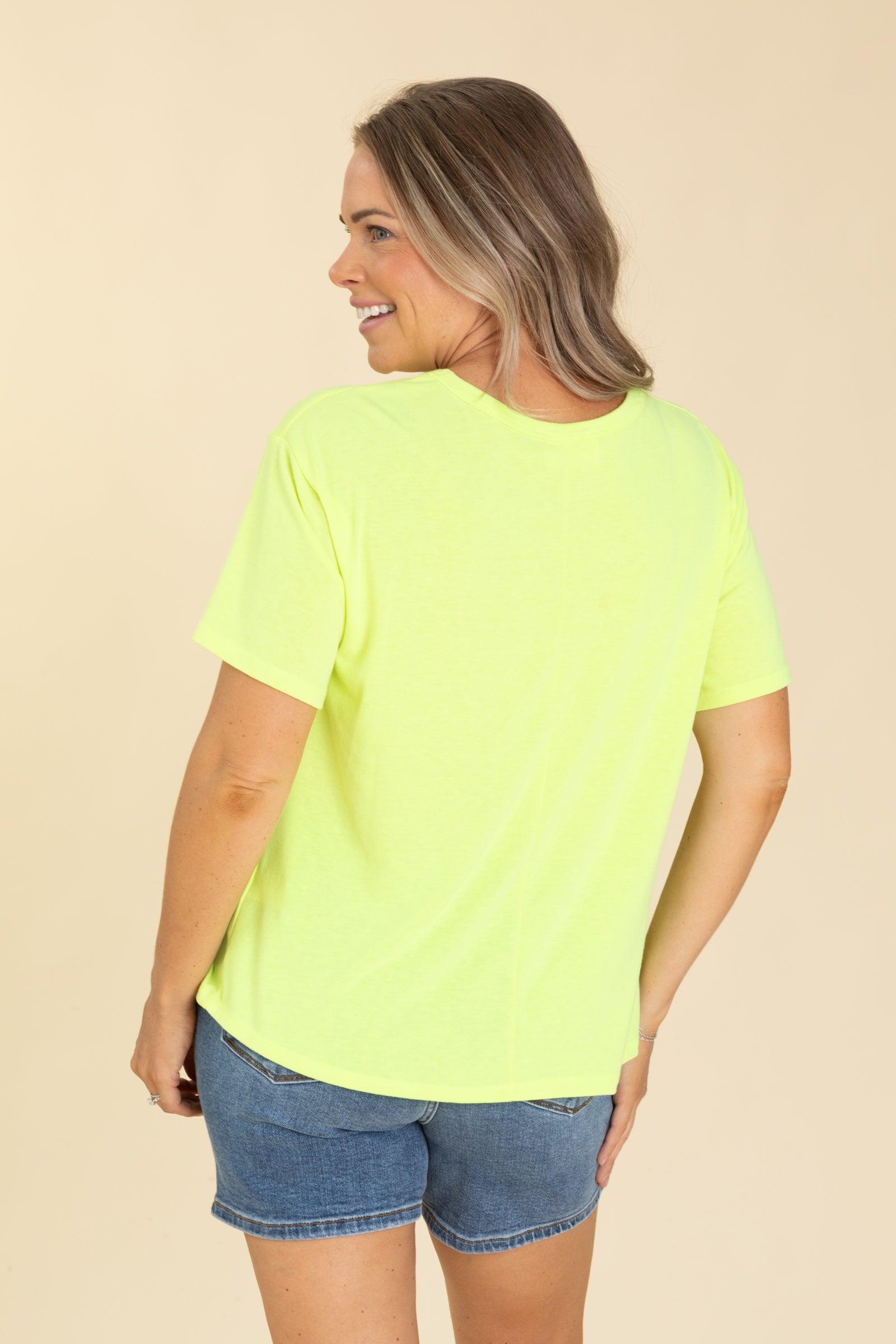 Bright Yellow Crewneck Short Sleeve Knit Top Product Image