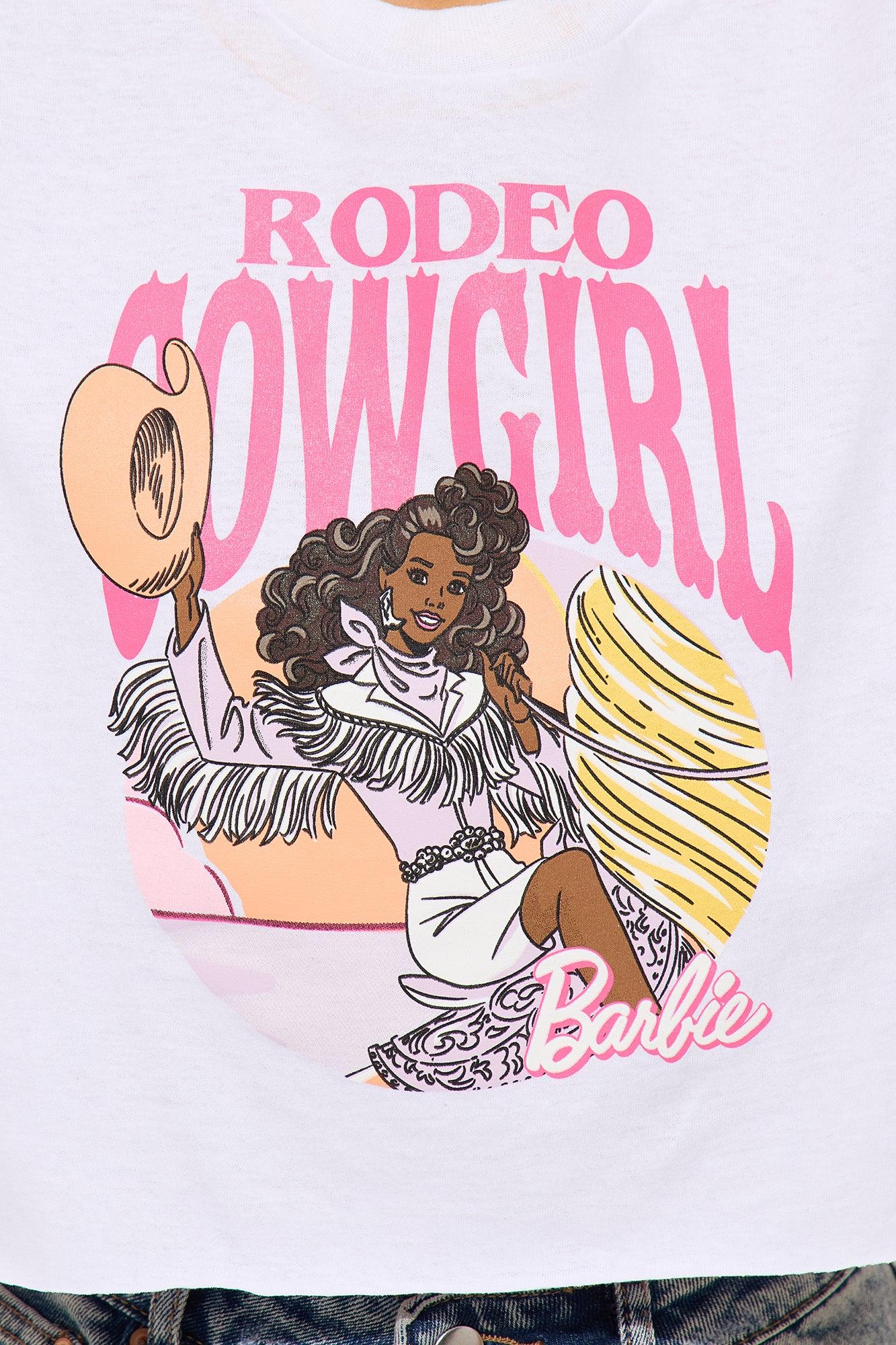 Barbie Rodeo Cowgirl Cropped Tee - White Female Product Image