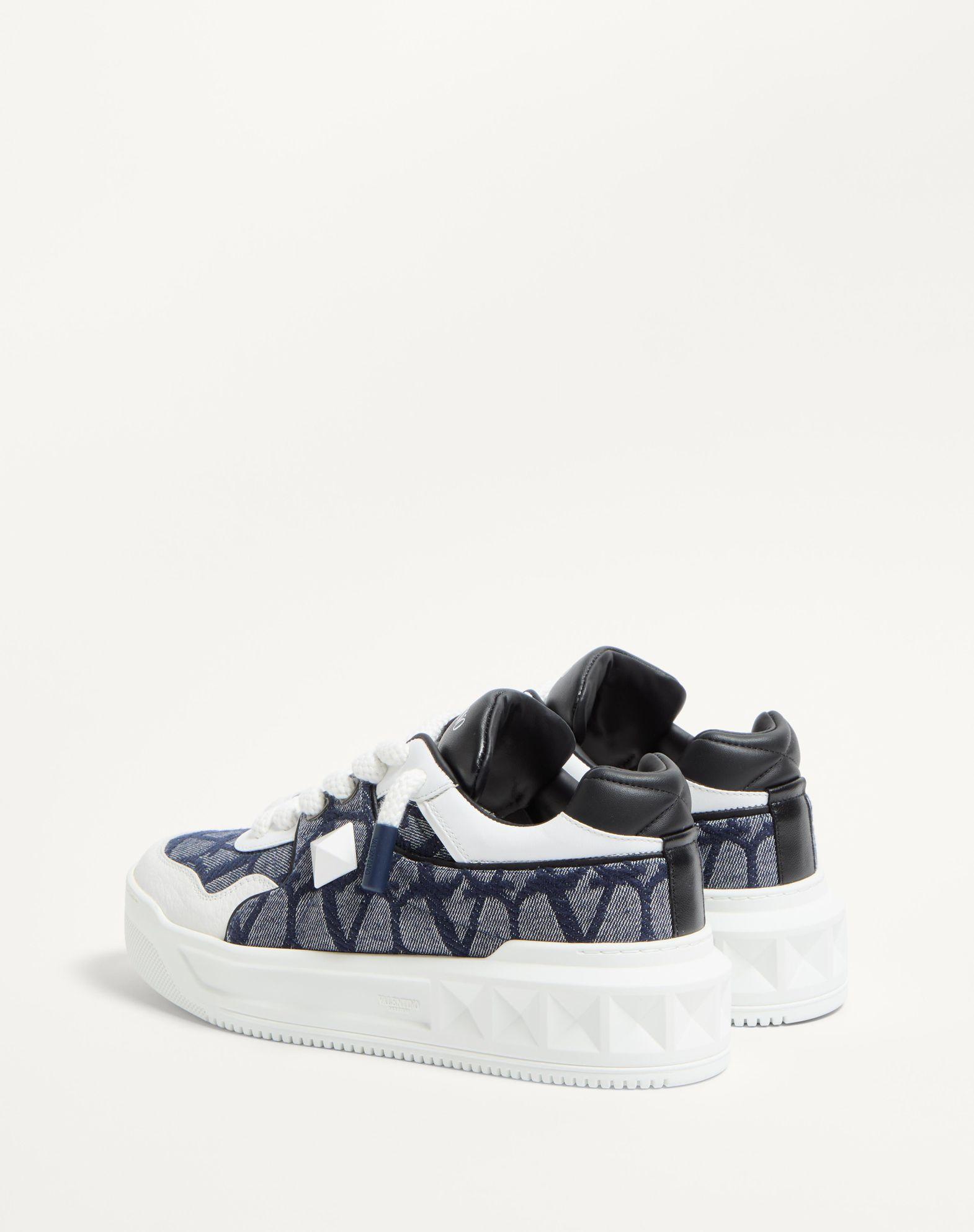 One Stud Xl Low-Top Sneaker In Denim-Effect Toile Iconographe Jacquard Fabric Product Image