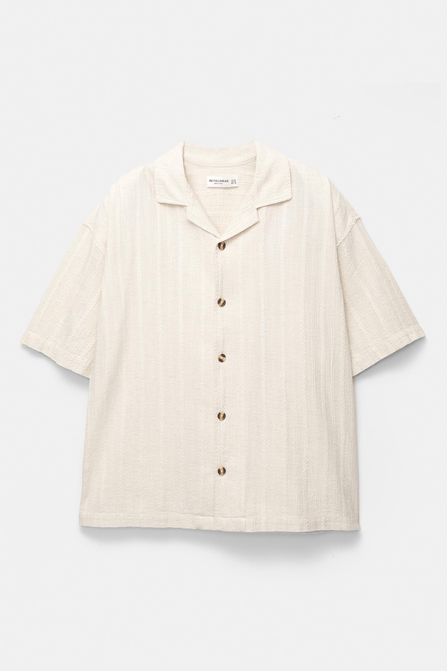 Short sleeve linen blend shirt Product Image