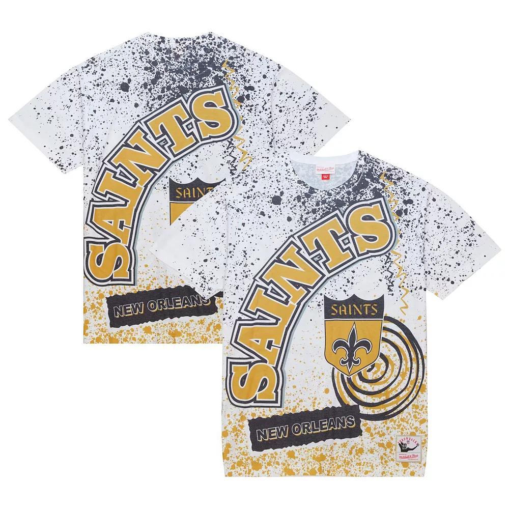 Men's Mitchell & Ness White New Orleans Saints Team Burst Sublimated T-Shirt, Size: XL Product Image