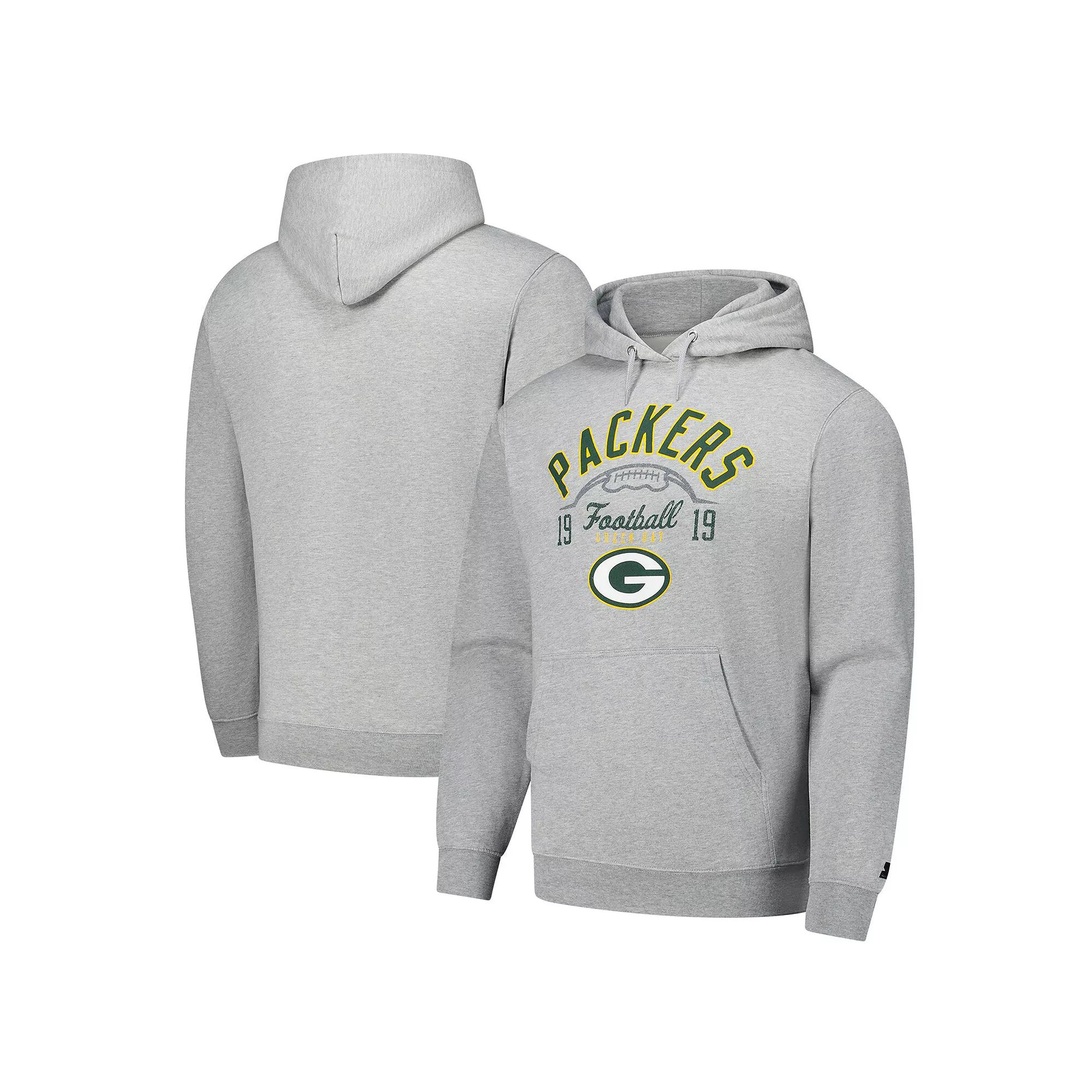 Men's Starter Heather Gray Green Bay Packers Pullover Hoodie,  Product Image