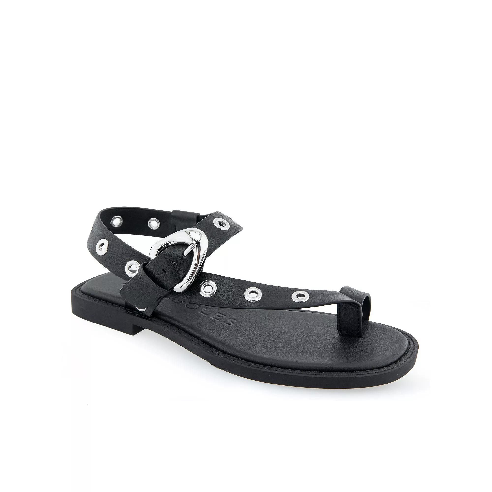 Aerosoles Cedar Women's Asymmetrical Thong Sandals, Size: 8, Black Pu Product Image