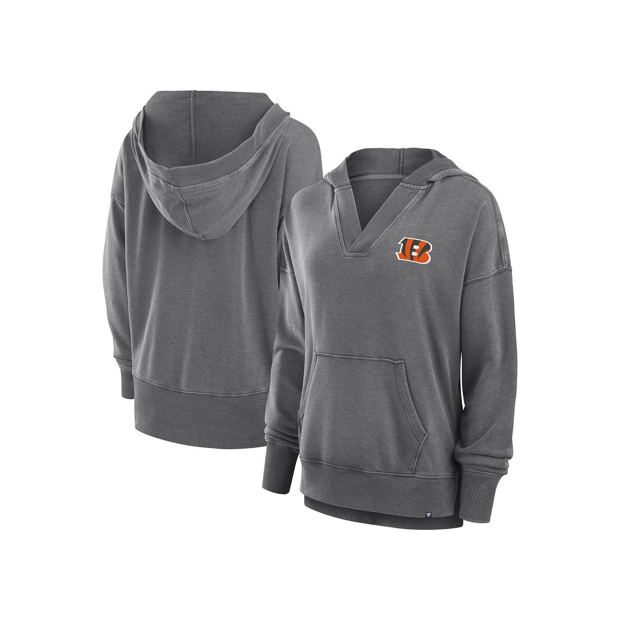 Women's Fanatics  Heather Charcoal Cincinnati Bengals Initiative Snow Wash French Terry V-Neck Pullover Hoodie, Size: Small Product Image