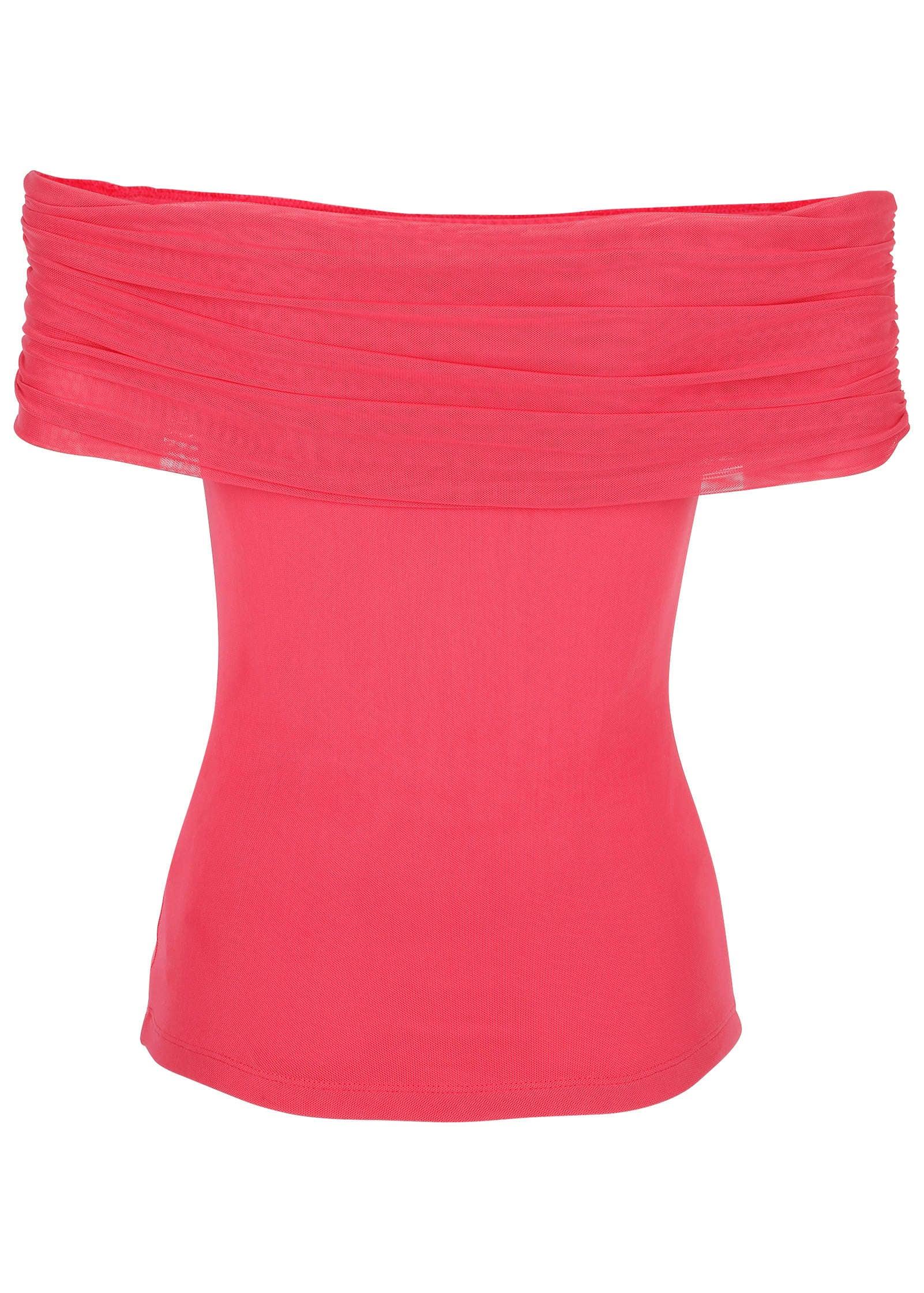 Mesh Off-The-Shoulder Top - Azalea Product Image
