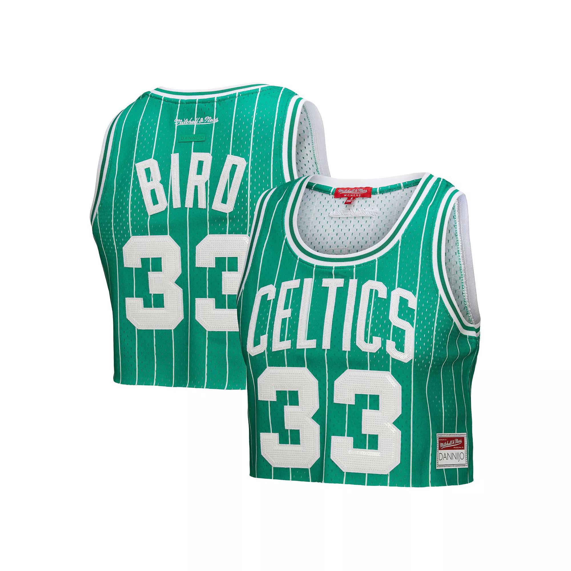 Women's Mitchell & Ness x DANNIJO Larry Bird Kelly Green Boston Celtics Fashion Cropped Basketball Jersey, Size: Large Product Image