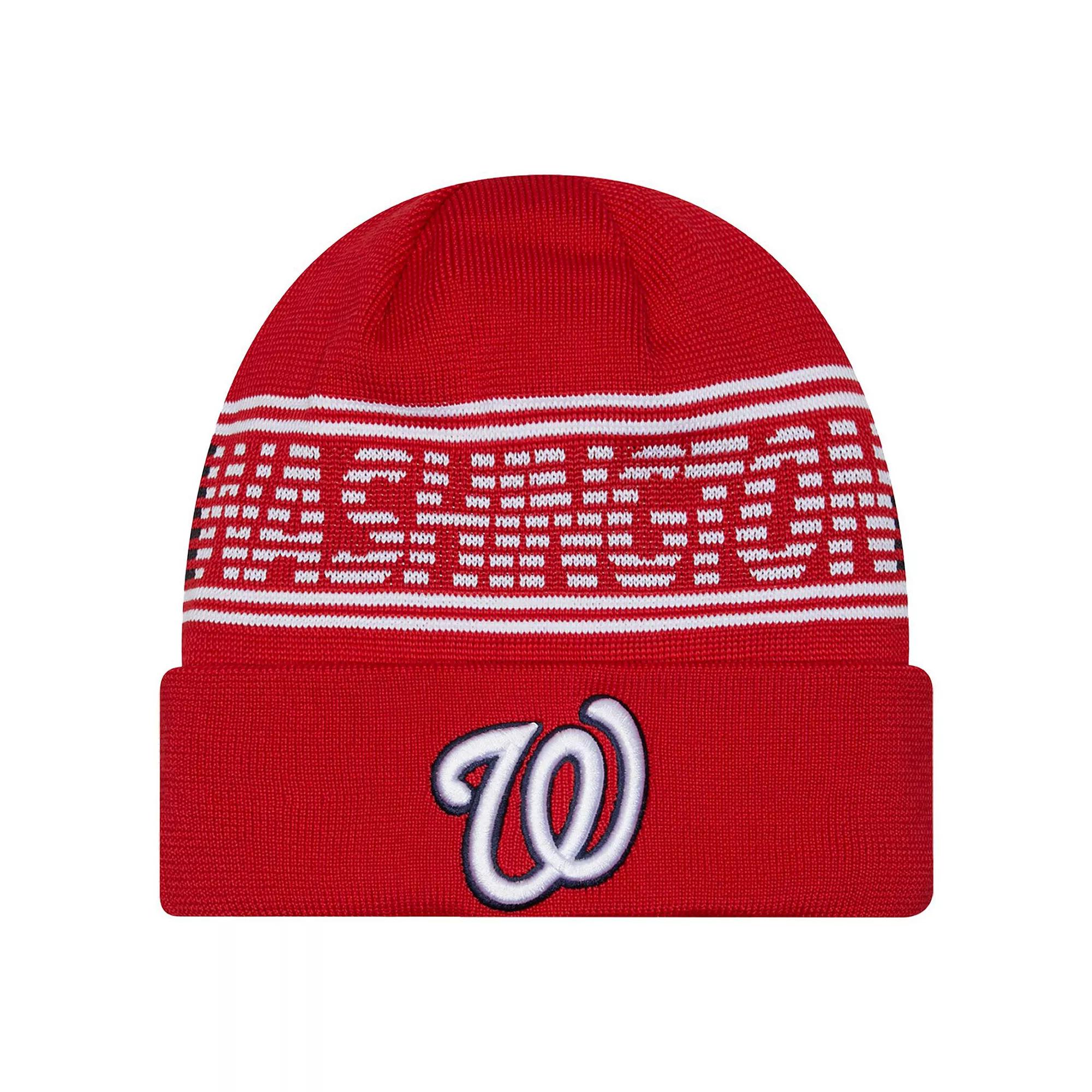 Men's New Era Red Washington Nationals Authentic Collection Cuffed Knit Hat Product Image