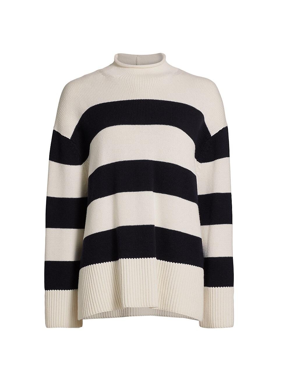 Womens Oversized Striped Roll Neck Sweater Product Image