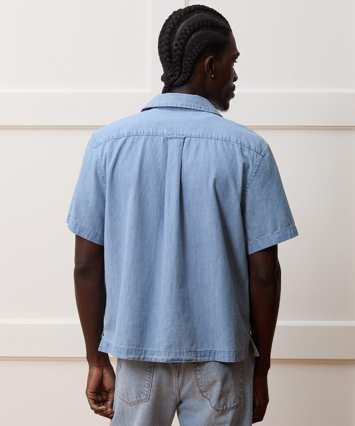 Cropped Chambray Camp Collar Shirt Product Image