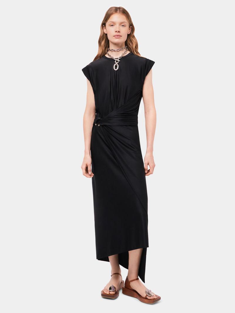 Black draped dress with signature piercing Product Image