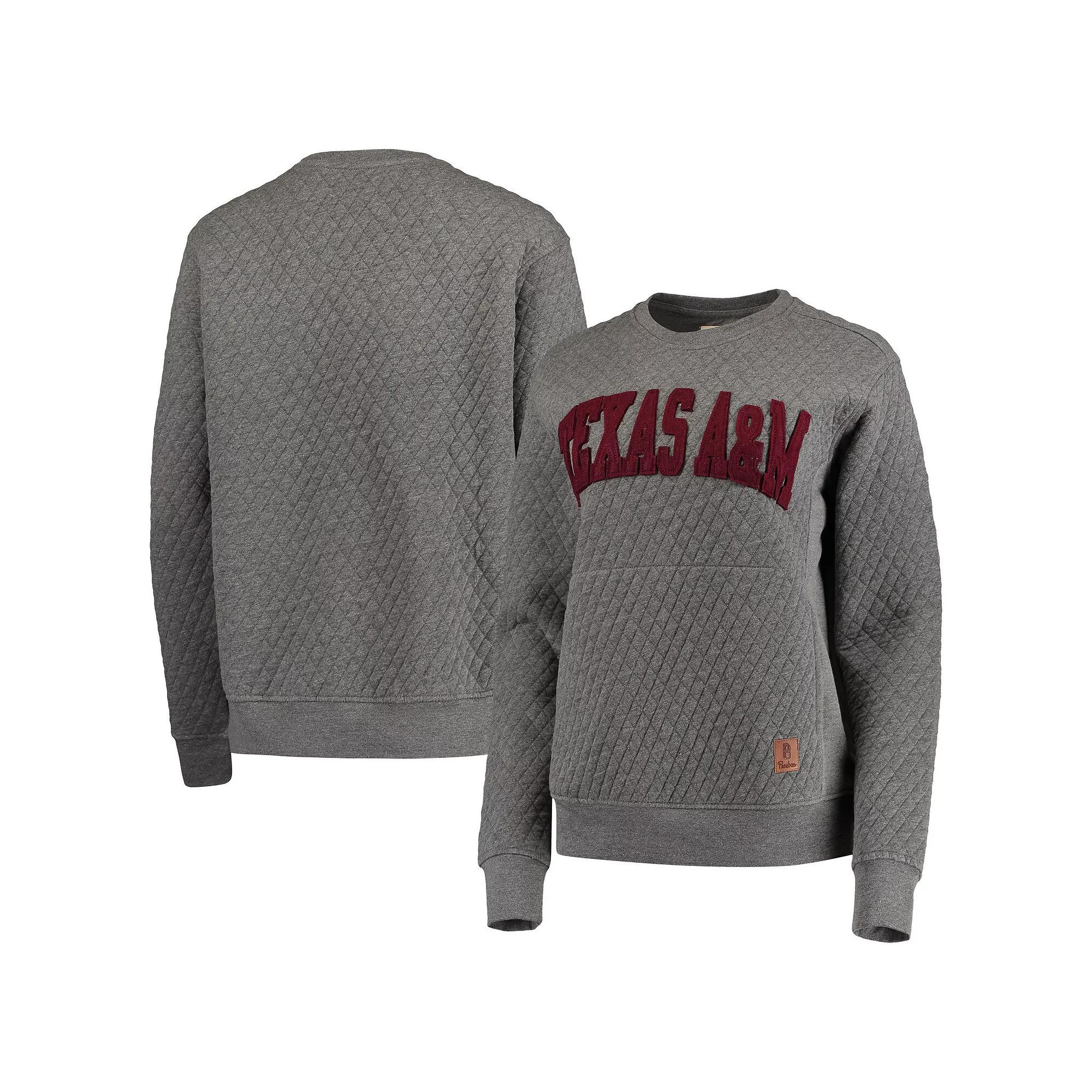 Women's Pressbox Heather Charcoal Texas A&M Aggies Moose Quilted Pullover Sweatshirt,  Product Image