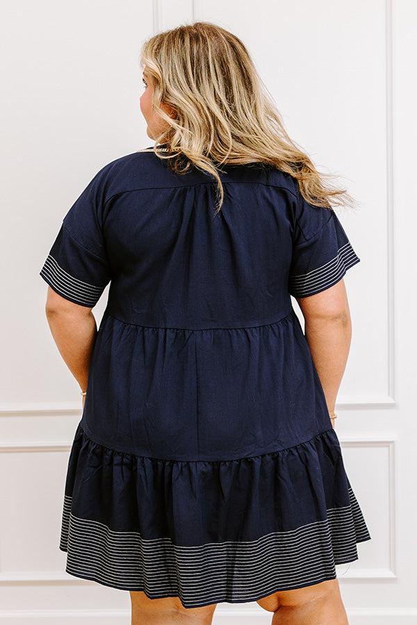 Lake Day Bliss Tiered Mini Dress in Navy Curves Product Image