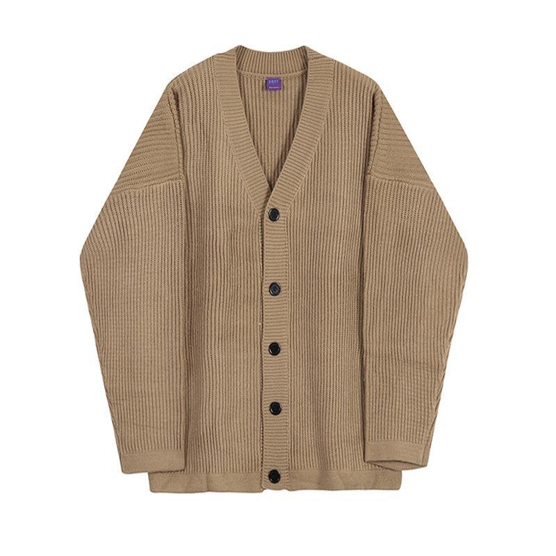 RT No. 4391 LIGHT BROWN KNITTED V-NECK CARDIGAN Product Image