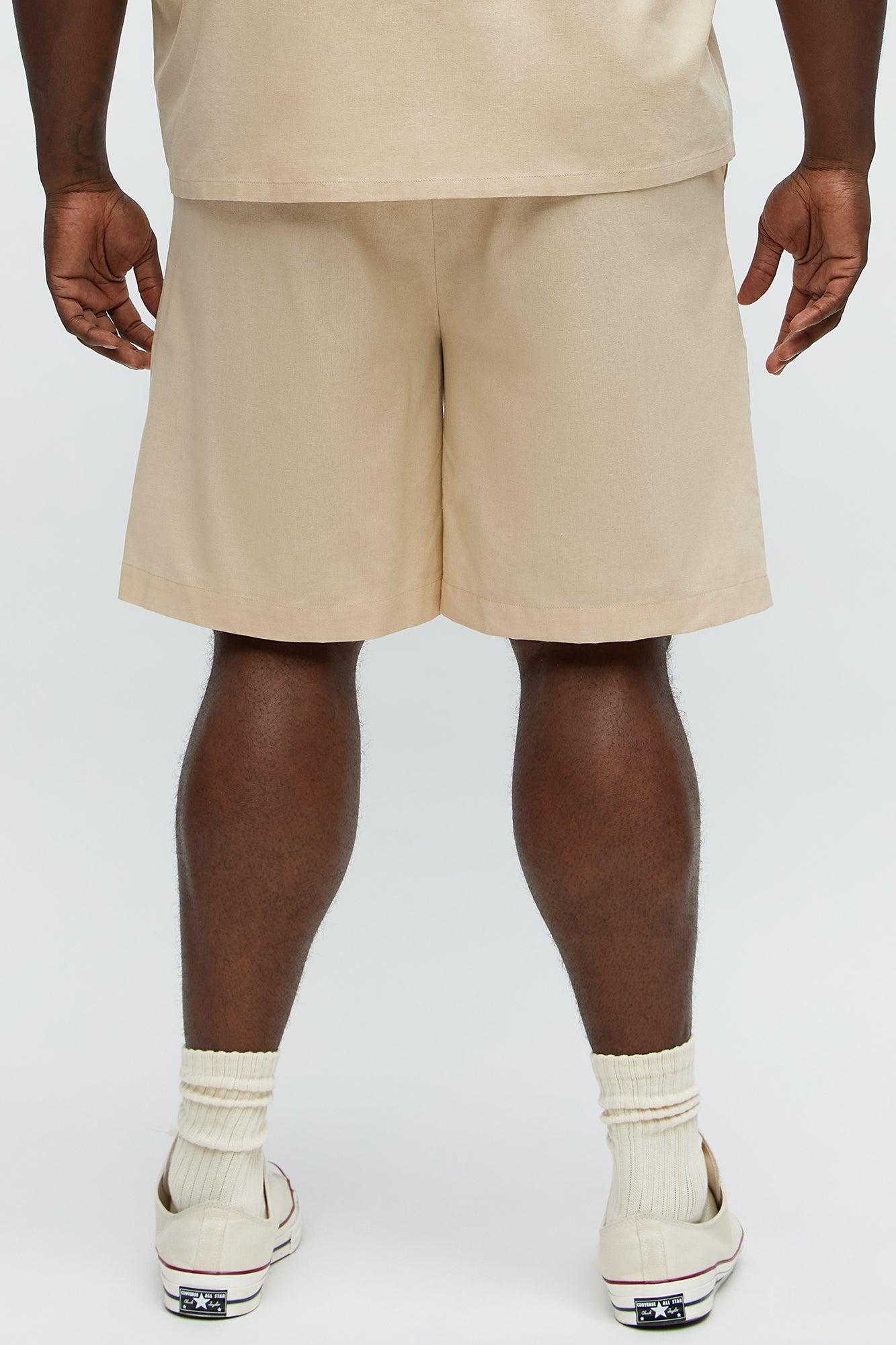 Chai Linen Like Relaxed Shorts - Oatmeal Male Product Image
