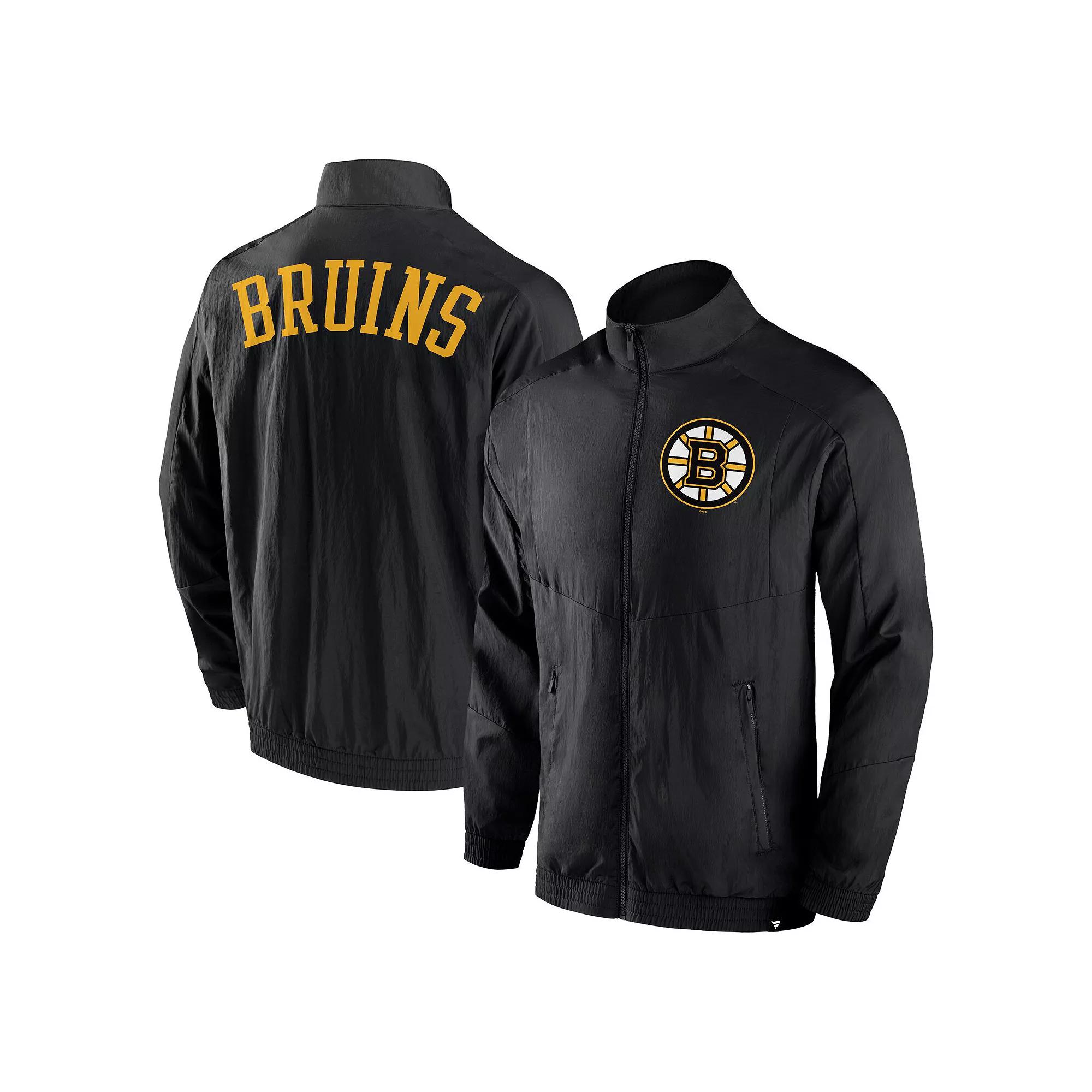 Men's Fanatics Black Boston Bruins Step Up Crinkle Raglan Full-Zip Windbreaker Jacket,  Product Image