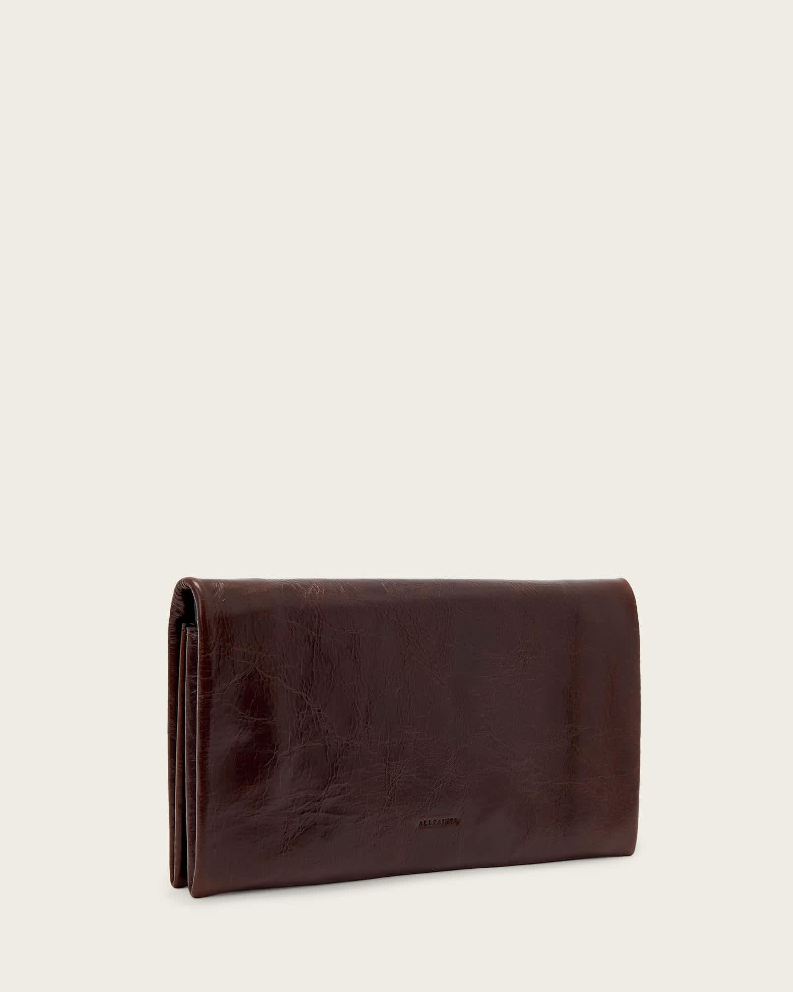 Harluna Leather Clutch Bag COGNAC BROWN | ALLSAINTS US Product Image