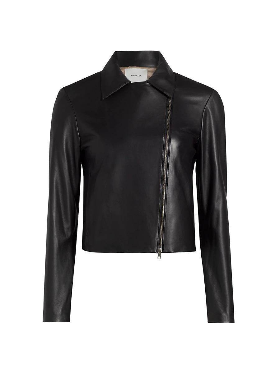 Womens Leather Moto Jacket Product Image