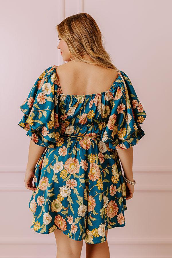 Happy Haven Floral Mini Dress in Teal Product Image