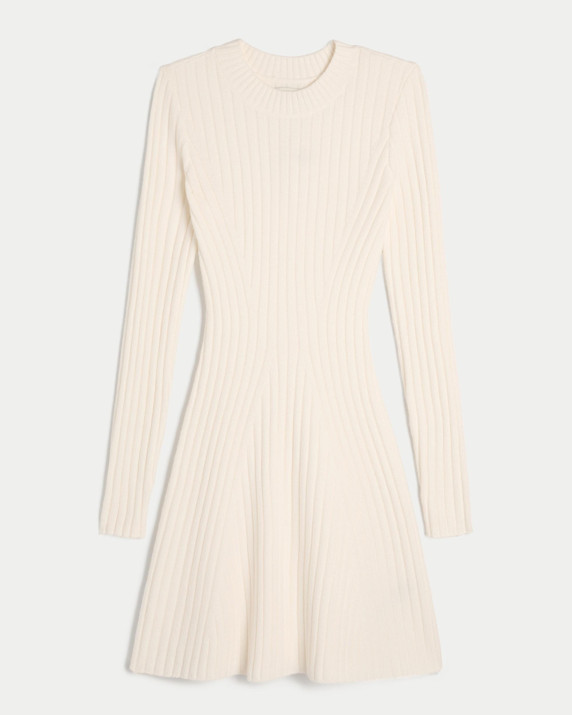 Ribbed Skater Mini Sweater Dress Product Image
