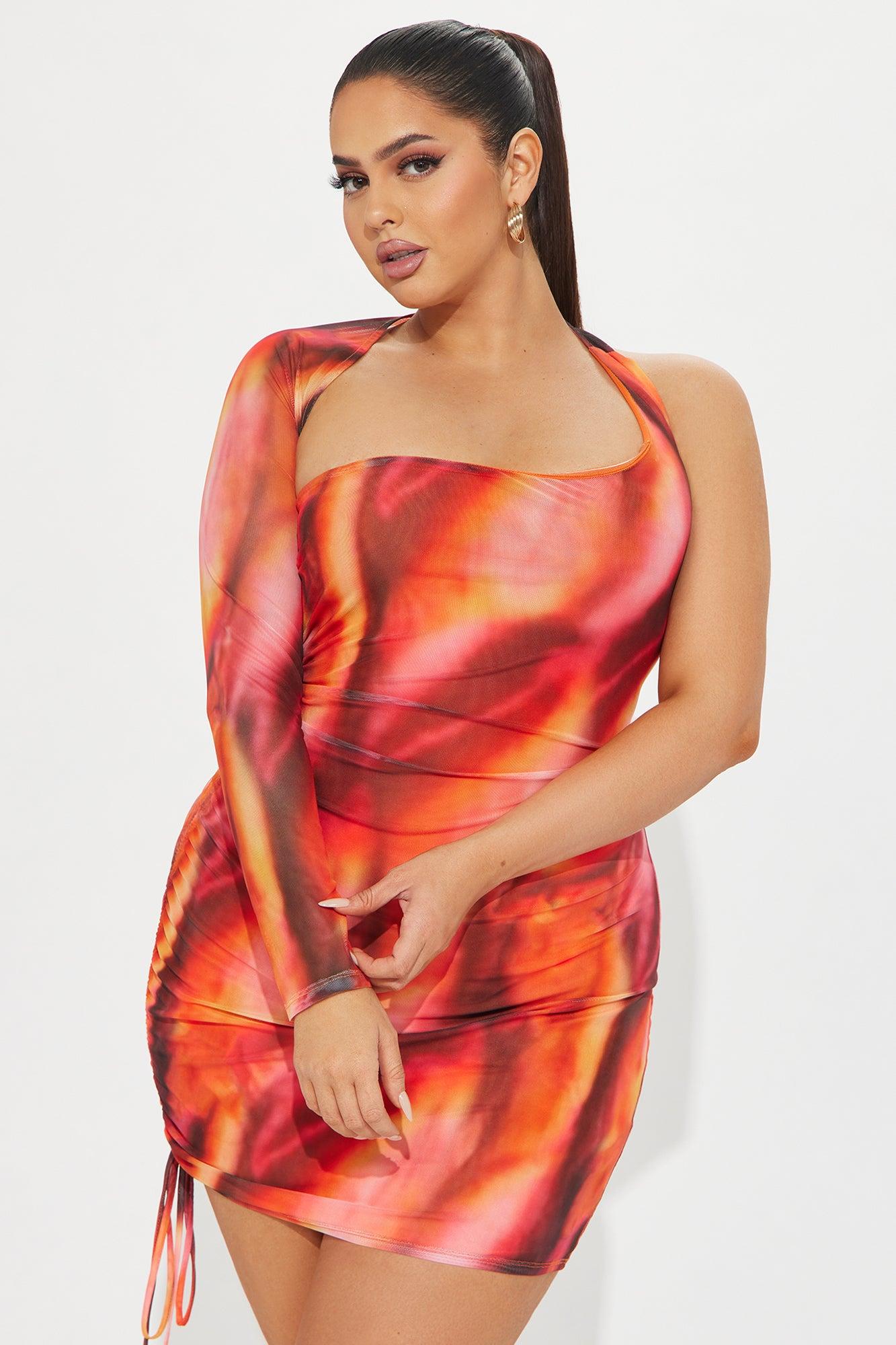 Caught Your Eye Mesh Mini Dress - Hot Pink/combo Product Image