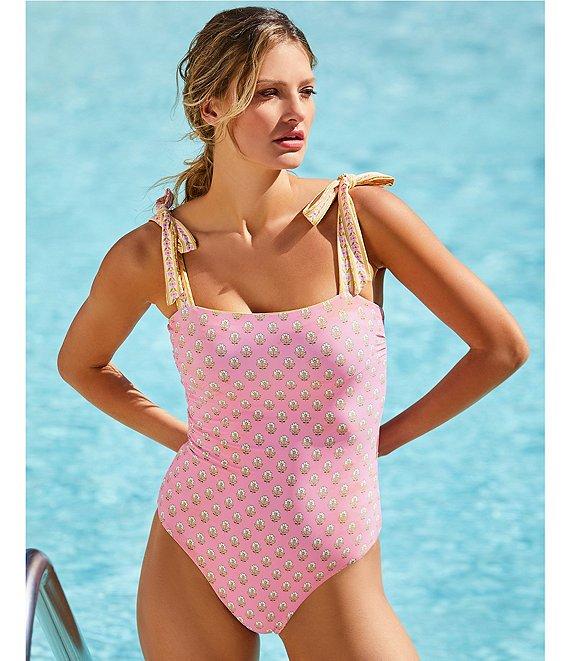 A Loves A Reversible Pretty Posey Bandeau Tie Shoulder One Piece Swimsuit Product Image