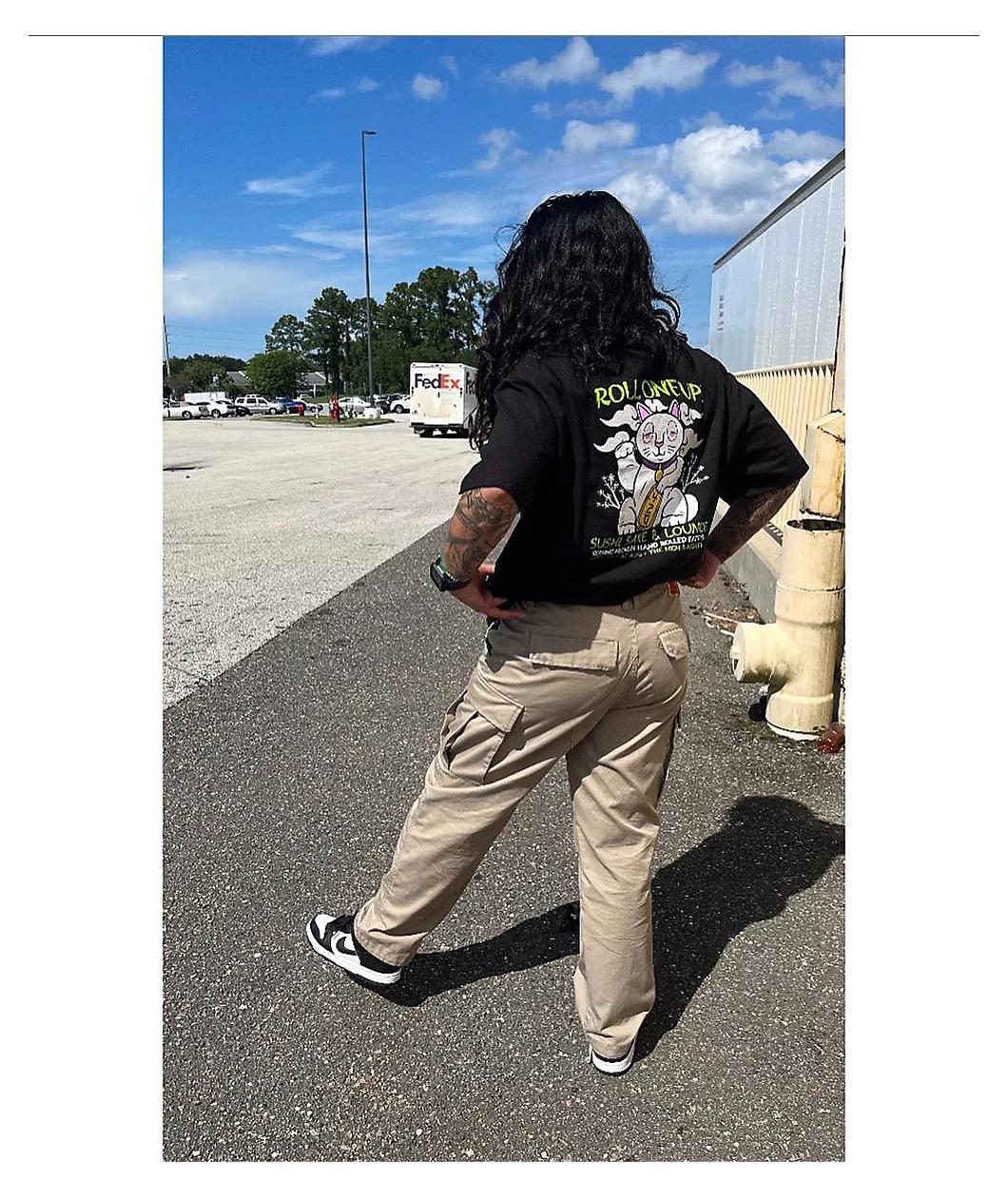 Empyre Loose Fit Khaki Cargo Skate Pants Product Image