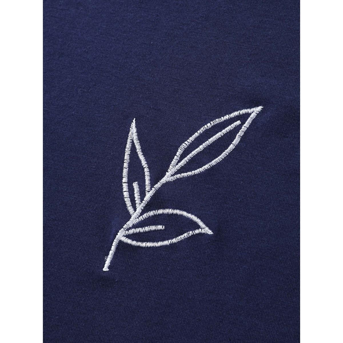 Plus Size Citrus Embroidered Shimmery Solid T-Shirt Indigo Women Embroidered V-neck Everyday-Casual T-shirts BloomChic 18-20/2X Product Image