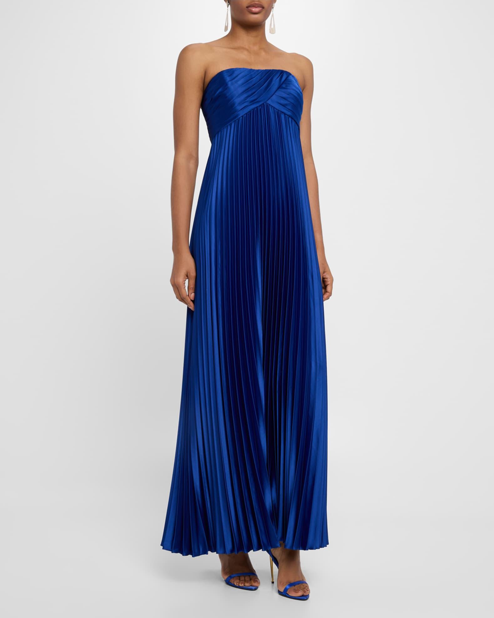 Strapless Pleated Stretch Charmeuse Gown Product Image