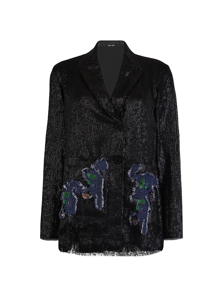 Womens Sequined Single-Breasted Blazer Product Image